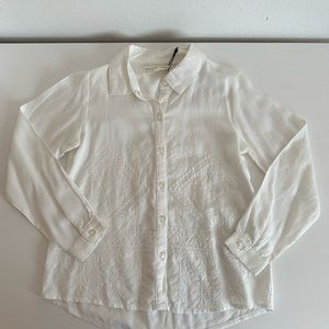 Zara girls white embroidered button down blouse